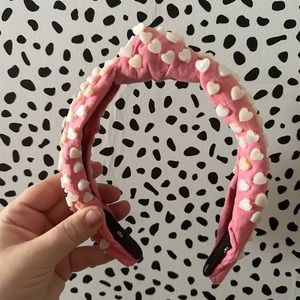 Lele Sadoughi pink beaded heart headband